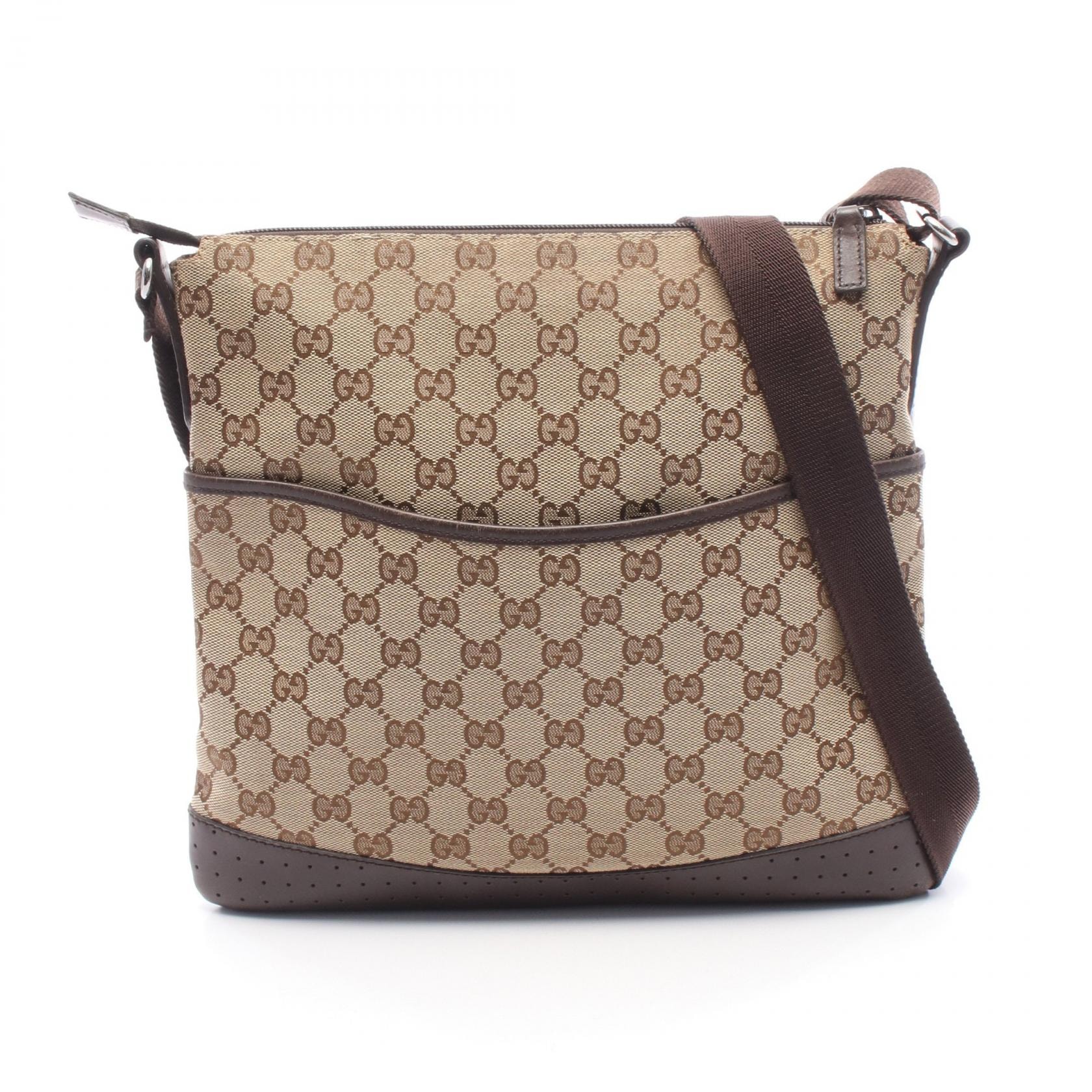グッチ GUCCI GGキャンバス ショルダーバッグ バッグ キャンバス レザー レディース ベージュ系 / ブラウン系 145857 【中古】