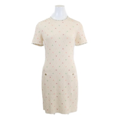 シャネル P75013 K10761 ココマーク パールビジュー シルクニットワンピ 36