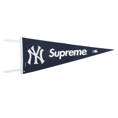 Supreme シュプリーム 帽子 15SS New York Yankees Pennant MLB ニューヨーク ヤンキース フェルト ペナント ネイビー系【新古品】【未使用】【中古】