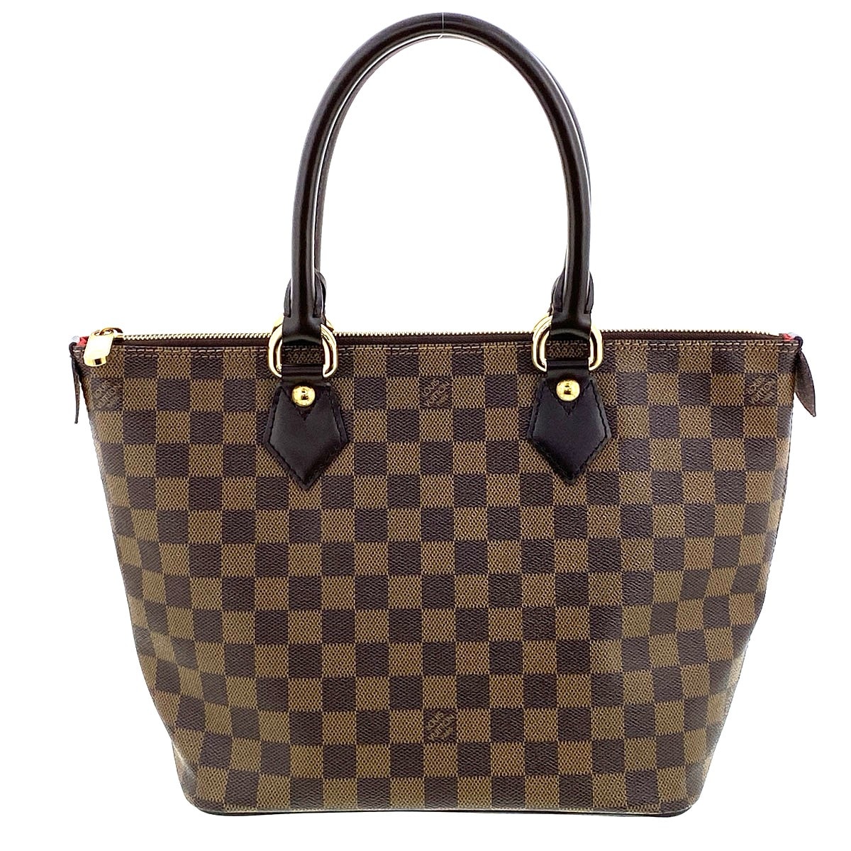LOUIS VUITTON ルイ・ヴィトン サレヤPM トートバッグ N51183 ダミエキャンバス ブラウン レッド ゴールド金具  レディース【中古】