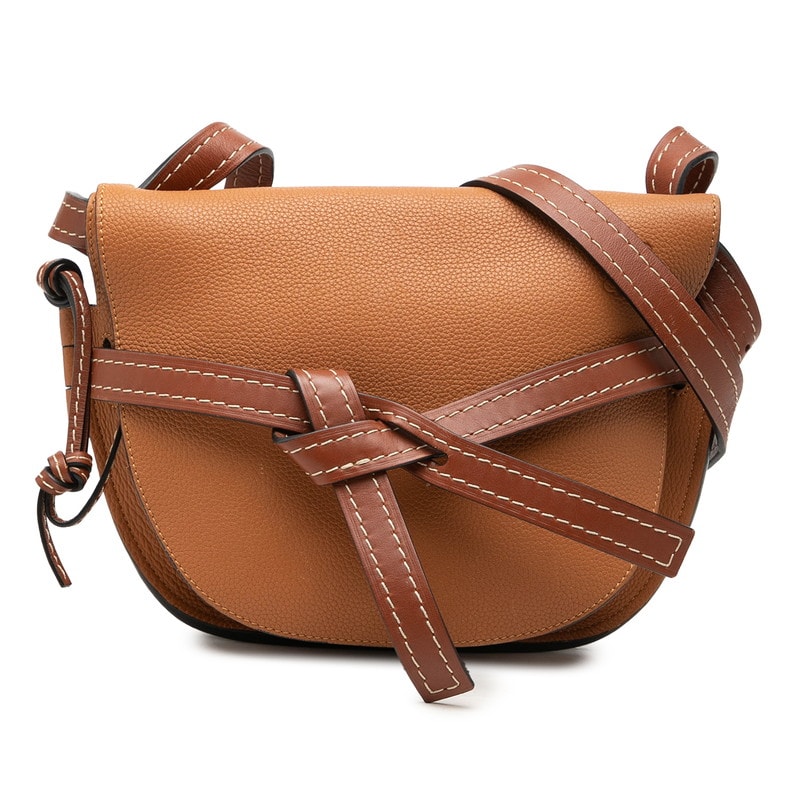 ロエベ アナグラム ゲートバッグ 斜め掛け ショルダーバッグ ブラウン レザー レディース LOEWE 【中古】