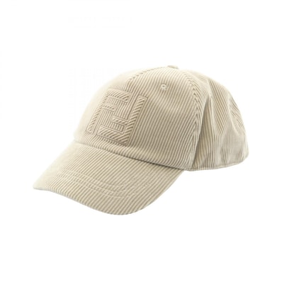 フェンディ FENDI FFロゴ コーデュロイ キャップ 帽子 コットン メンズ ベージュ系 FXQ768 【中古】