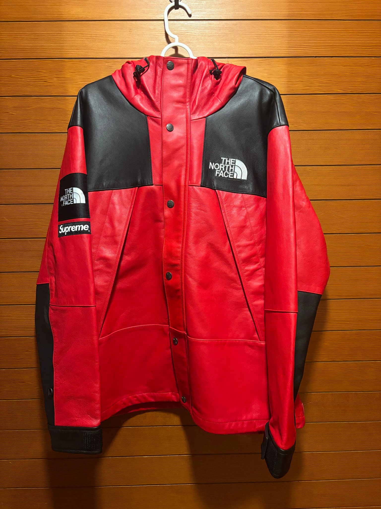 Supreme x The North Face Leather Mountain Parka "Red"