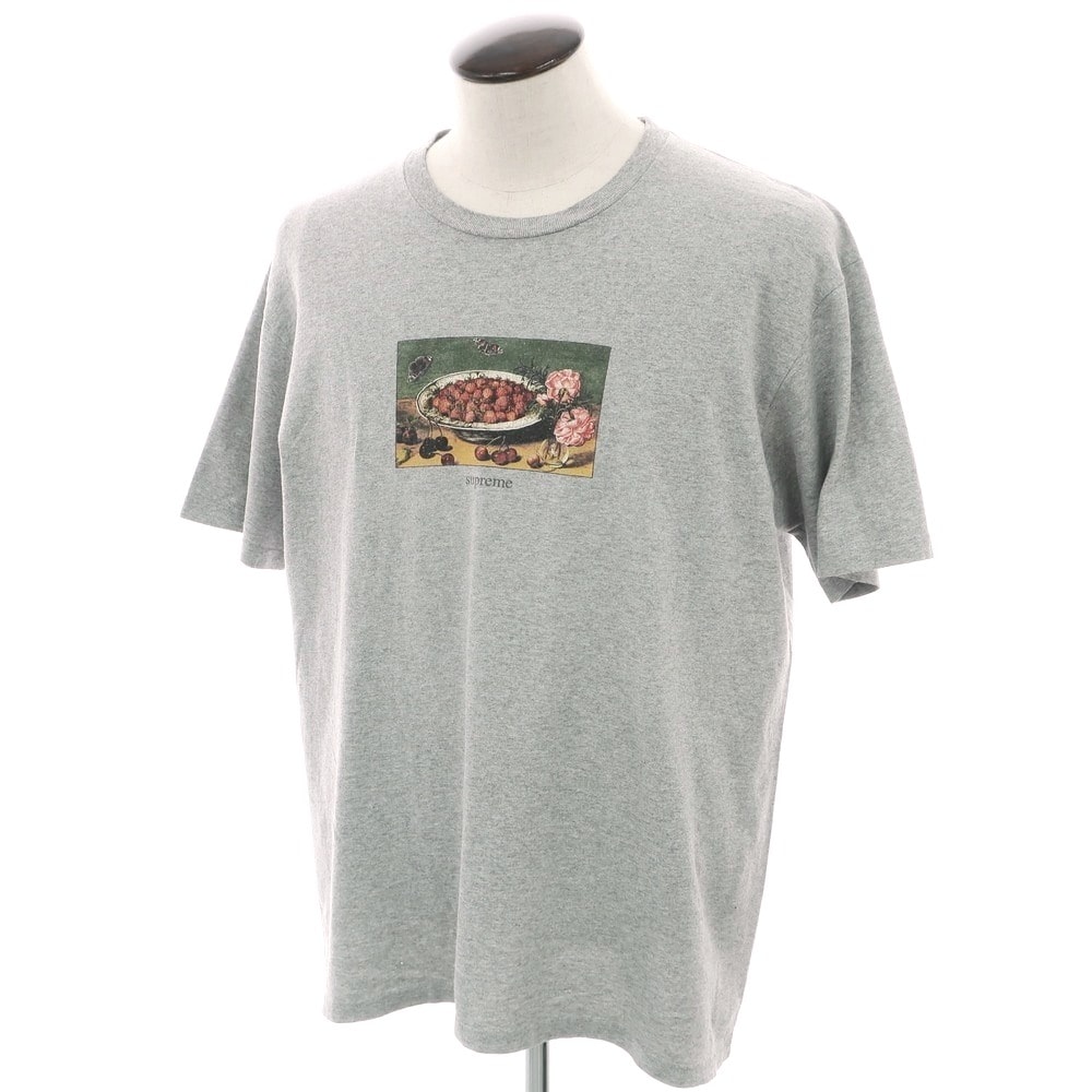 【中古】シュプリーム Supreme 2023年春夏 Strawberries Tee コットンポリエステル 半袖Tシャツ グレー【サイズL】【メンズ】
