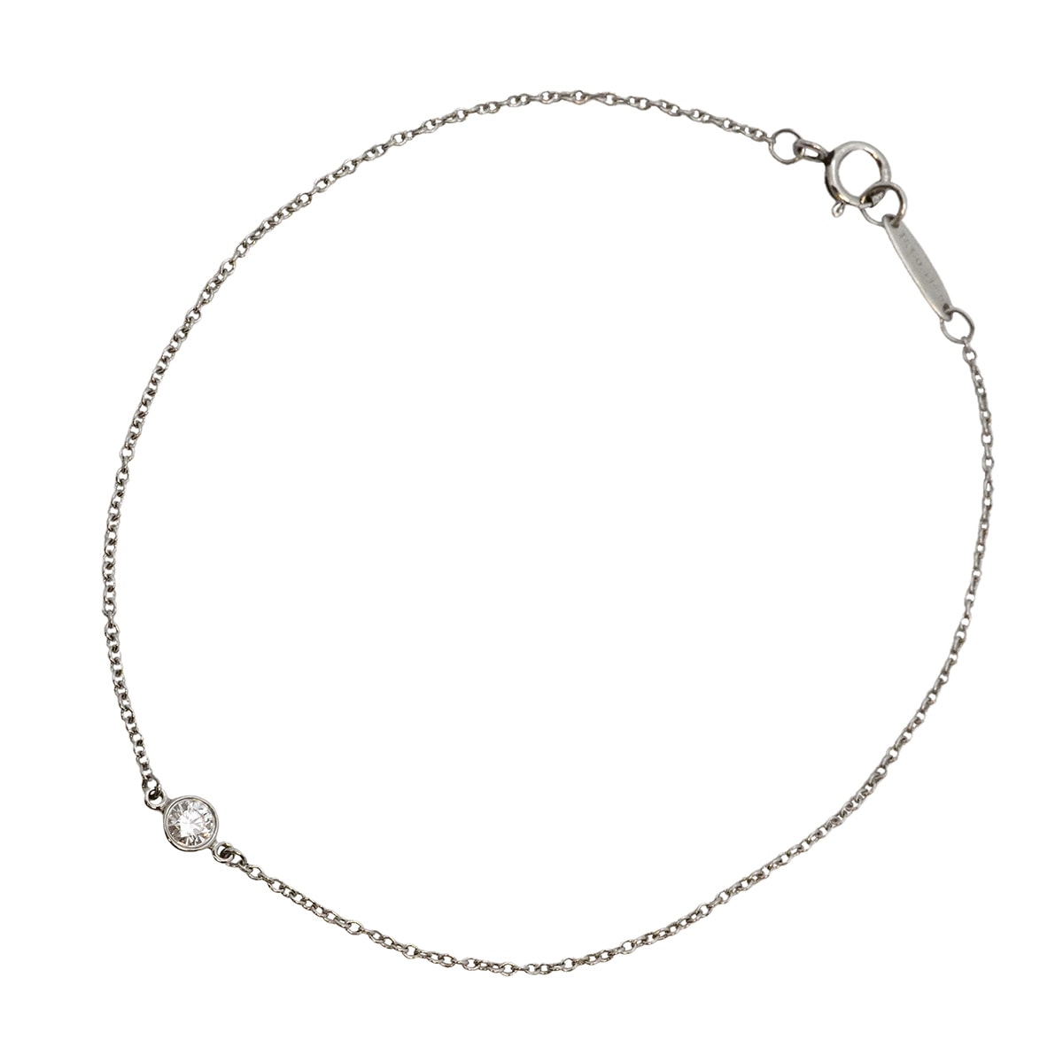 【6jdb0422-29】ティファニー ブレスレット バイザヤード 1PD Pt950 プラチナ ダイヤモンド【中古】レディース