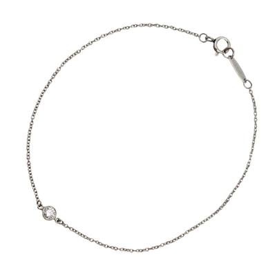 【6jdb0422-29】ティファニー ブレスレット バイザヤード 1PD Pt950 プラチナ ダイヤモンド【中古】レディース