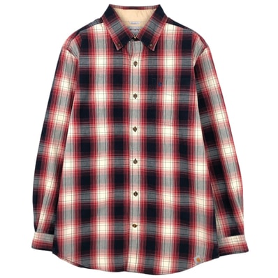 古着 カーハート Carhartt RELAXED FIT チェック柄 オンブレチェック 長袖 ボタンダウン ワークシャツ メンズM相当/eaa622297