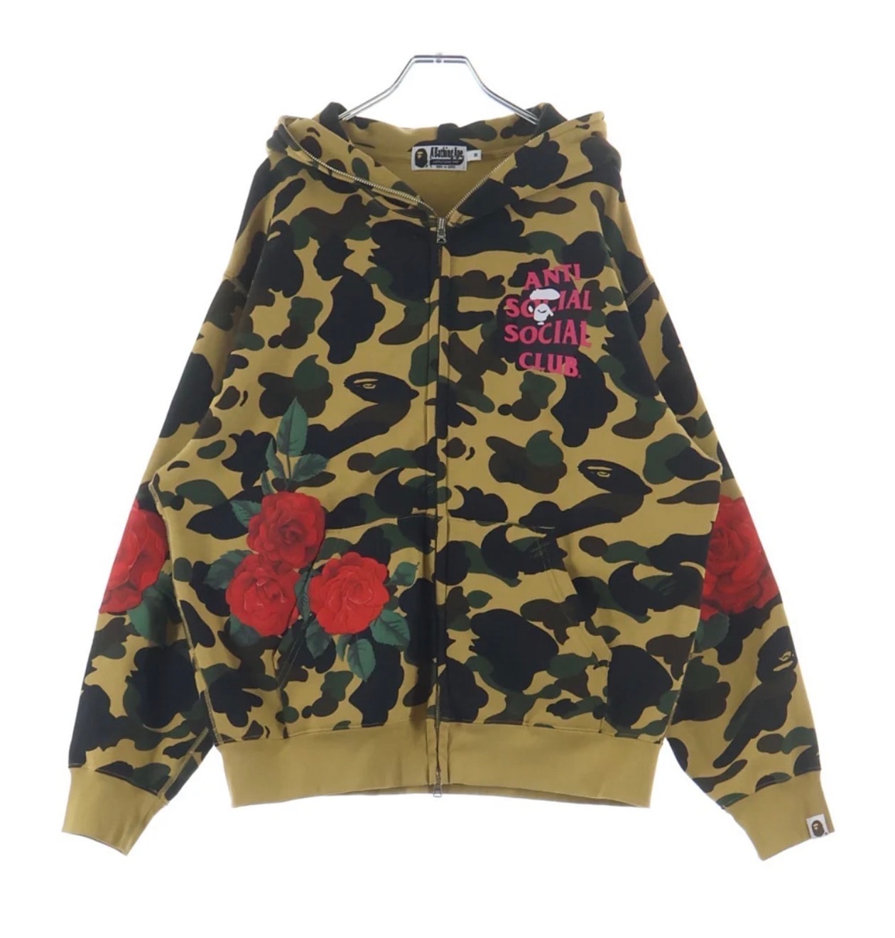 A BATHING APE x ANTI SOCIAL SOCIAL CLUB Assc Full Zip Hoodie "Yellow"