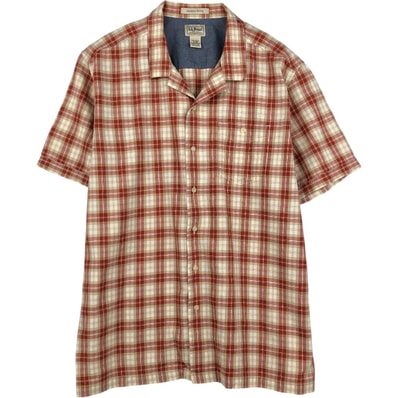 古着 90~00年代 エルエルビーン L.L.Bean SLIGHTLY FITTED チェック柄 半袖 オープンカラー コットンシャツ ボックスシャツ メンズXL相当 ヴィンテージ/eaa660594