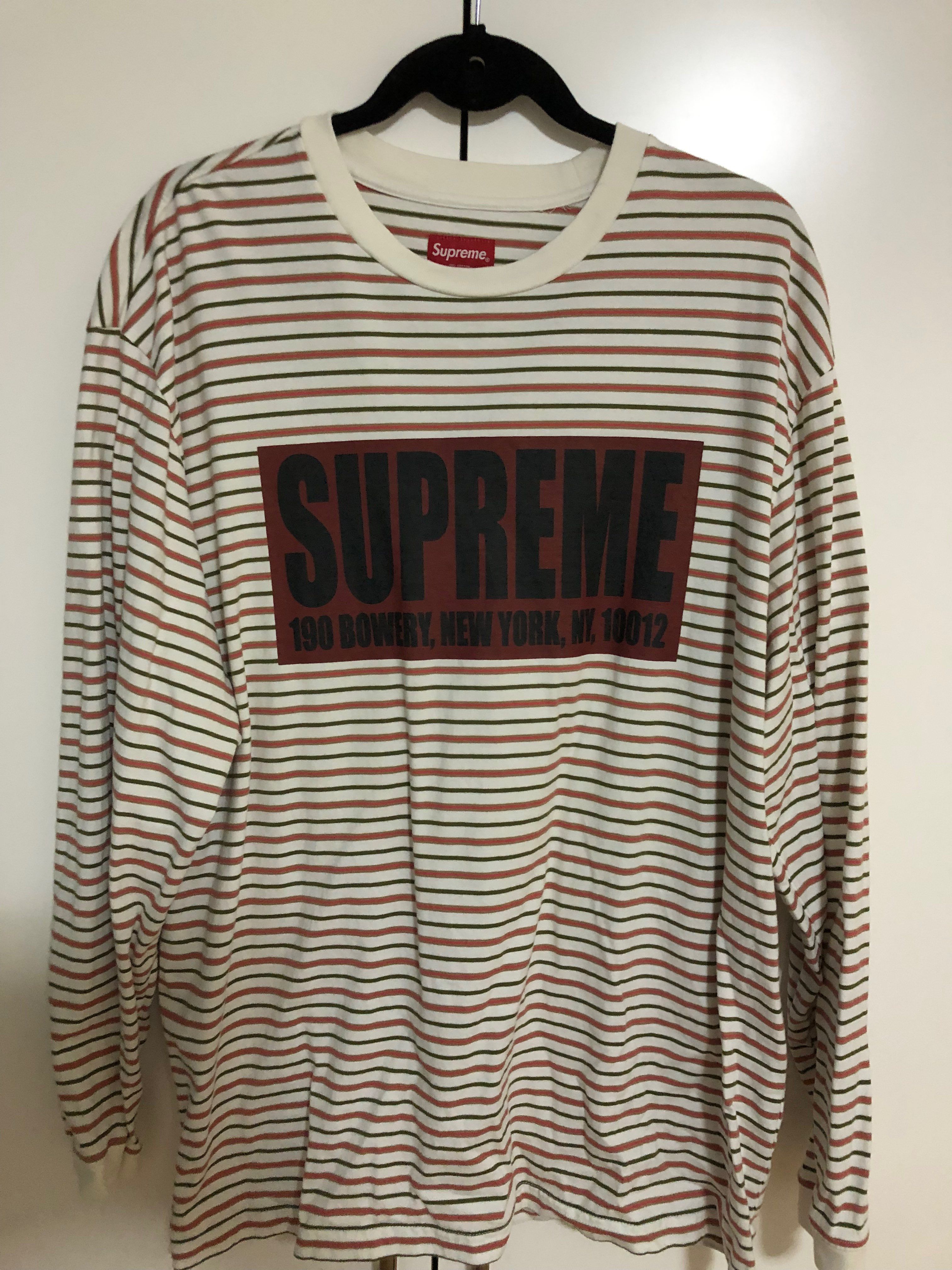 Supreme Thin Stripe L/S Top "White"
