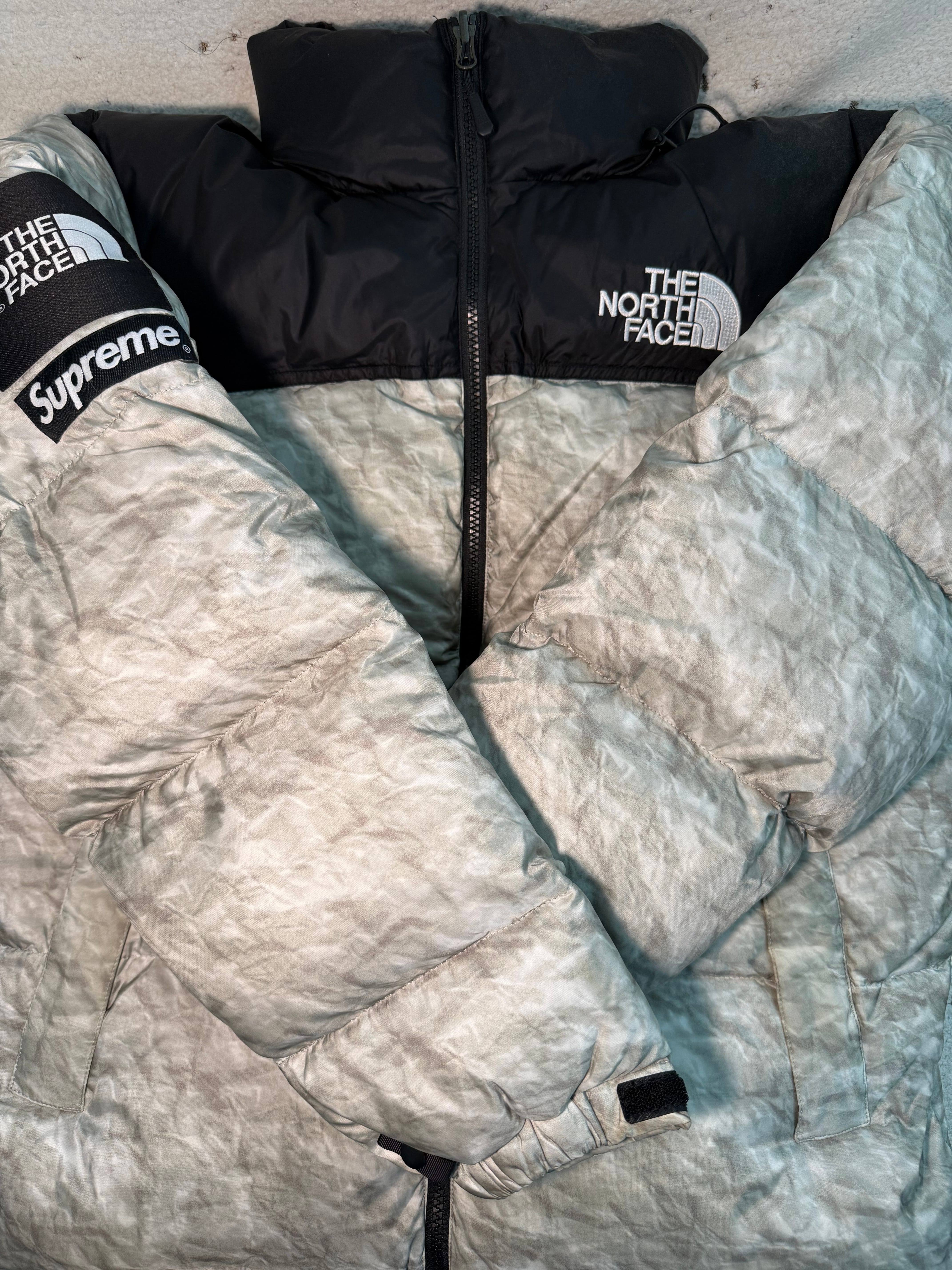 Supreme x The North Face Nuptse Jacket "White Paper Print"