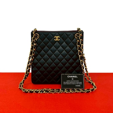 CHANEL シャネル マトラッセ ココマーク ラムスキン ショルダーバッグ ブラック
32145