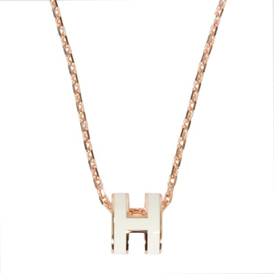 HERMES エルメス ネックレス ミニ ポップアッシュ ペンダント 白 (ホワイト) ローズゴールドプレーテッド/ラッカー 新品