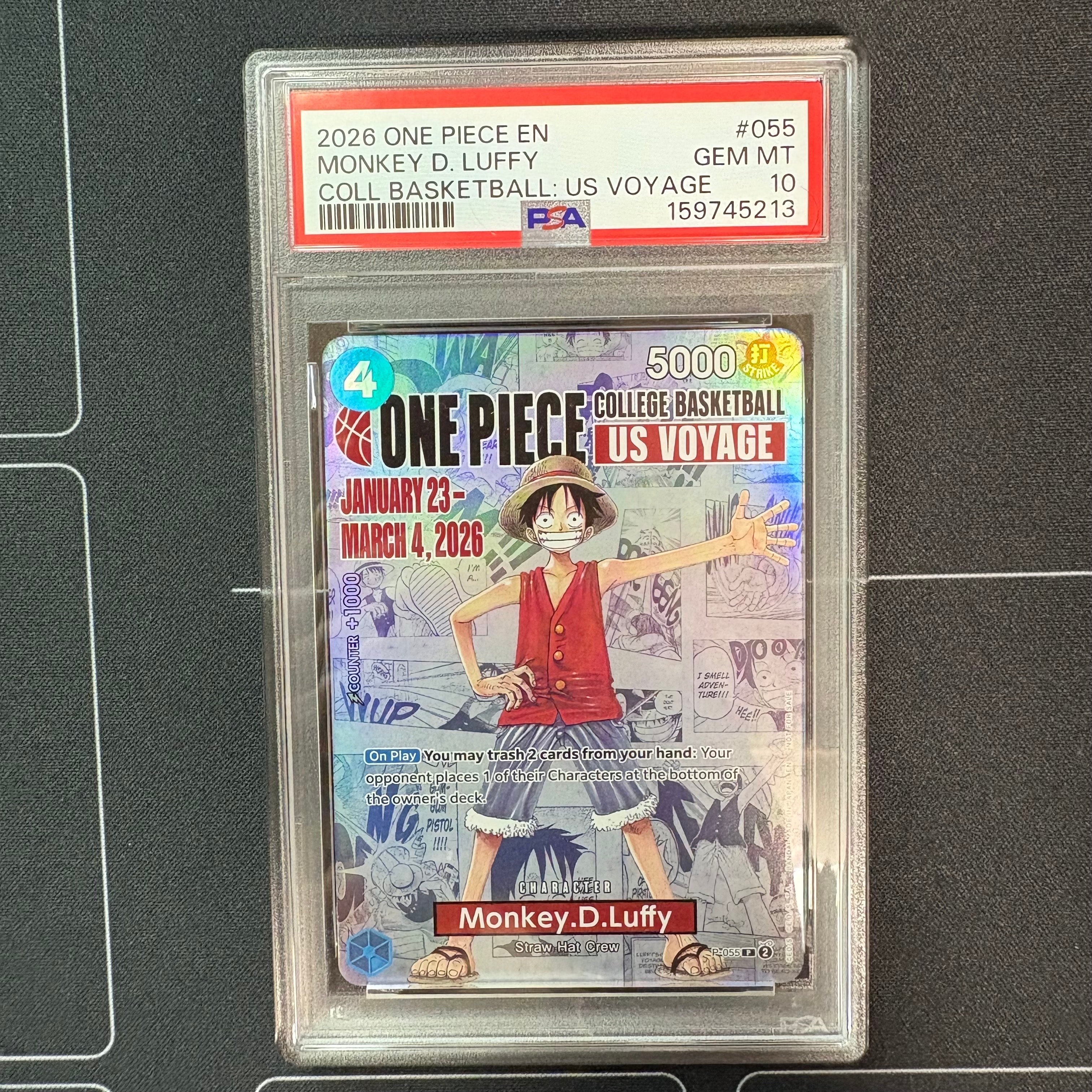 モンキー・D・ルフィ:P (開封済) [P-055]【英語版】(プロモーションカード「ワンピース カレッジ バスケットボール:USボヤージュ」)