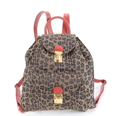 ■極美品 フェンディ レオパード ヒョウ柄リュックサック