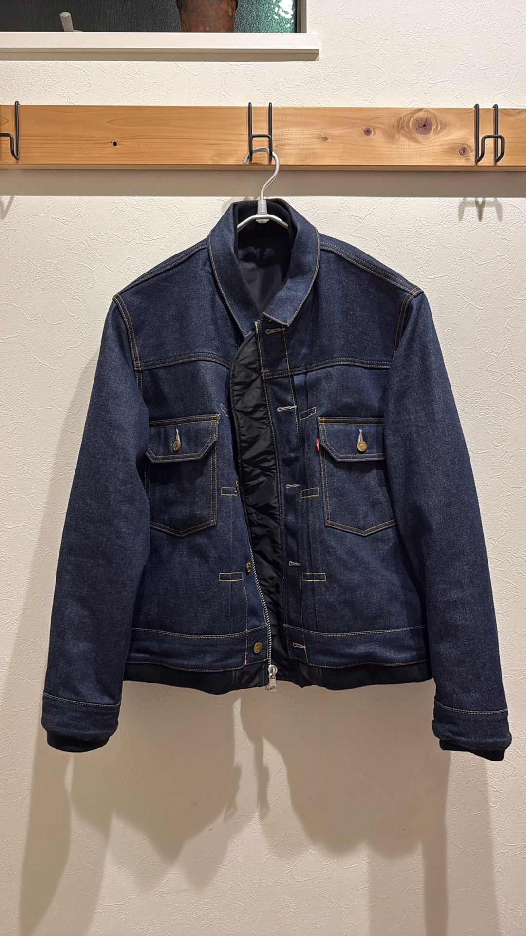 sacai x LEVI'S Men's Denim x Nylon Twill Reversible Blouson "Indigo/Black"