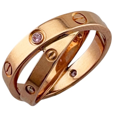 カルティエ ビーラブ リング 指輪 10.5号 18金 K18ピンクゴールド ピンクサファイア レディース CARTIER 中古