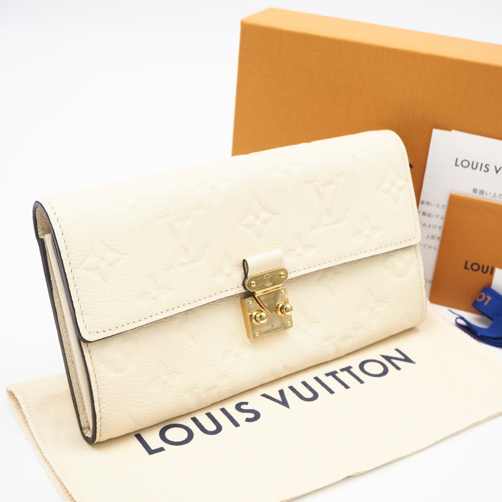 Louis Vuitton Sarah Wallet Monogram Empreinte Leather "Creme"