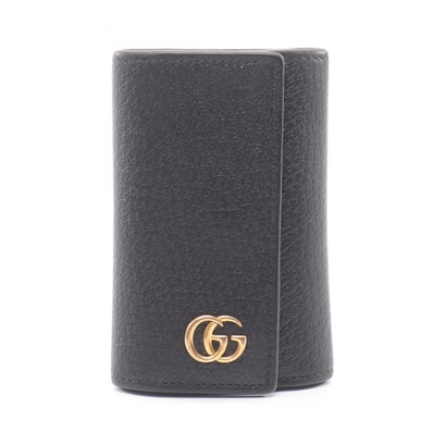 グッチ GUCCI GGマーモント 6連 キーケース アクセサリー レザー レディース ブラック系 435305 【中古】