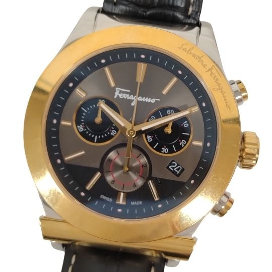 SALVATORE FERRAGAMO サルヴァトーレフェラガモ ガンチーニ クロノグラフ クォーツ メンズ 腕時計 正規品 / C712