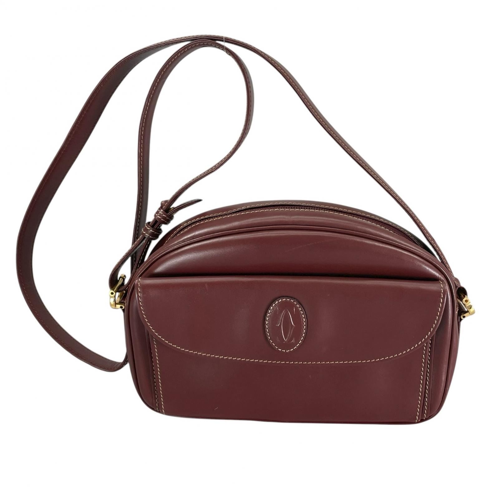 CARTIER カルティエ マストライン ショルダーバッグ レザー ブラウン レディース【中古】