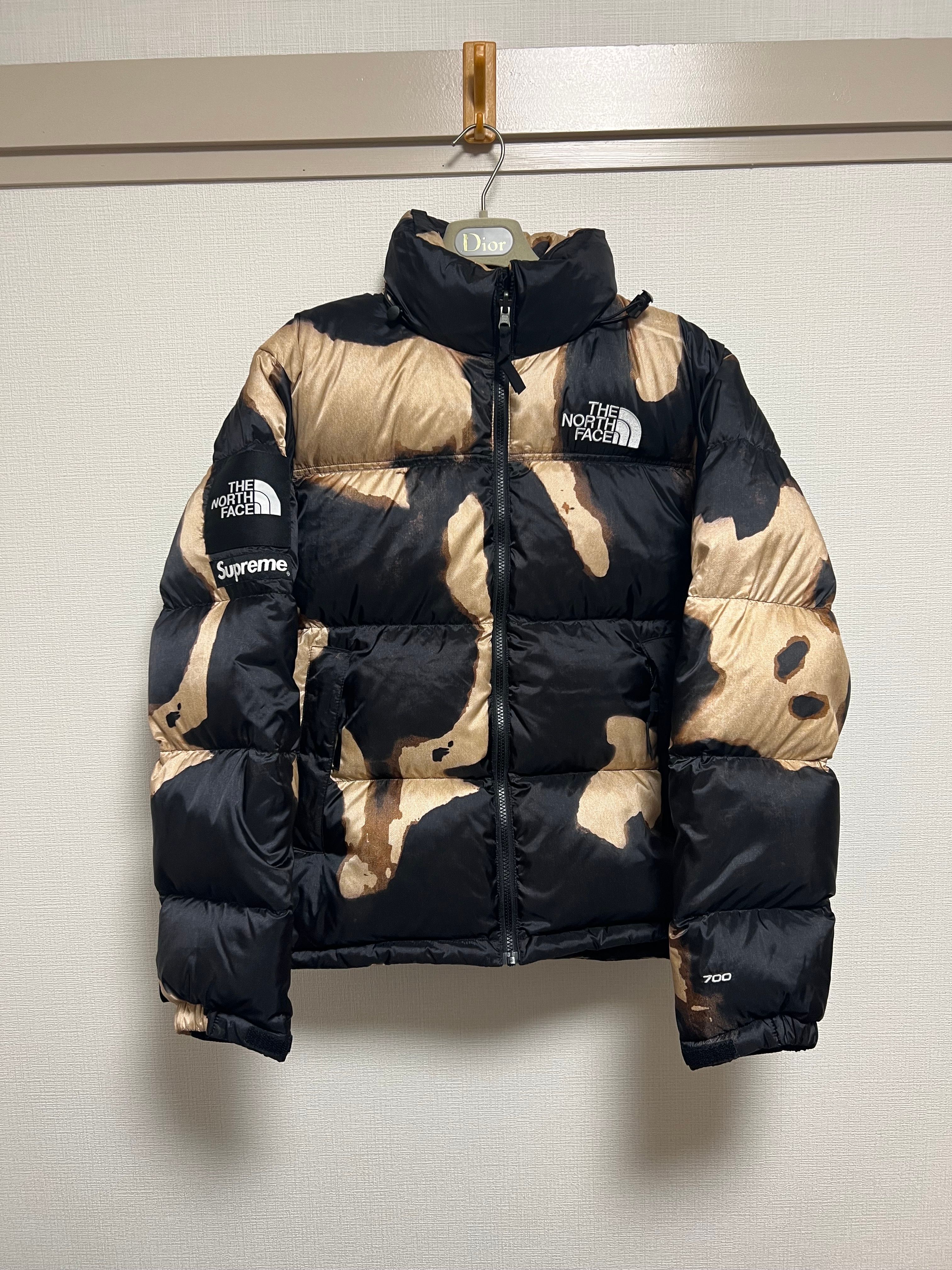Supreme x The North Face Bleached Denim Print Nuptse Jacket "Black"