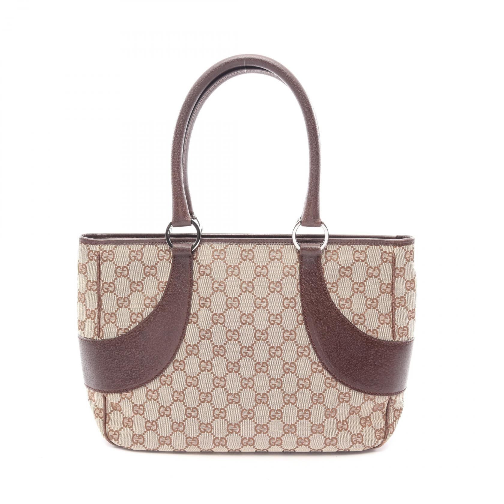 グッチ GUCCI GGキャンバス ハンドバッグ バッグ キャンバス レザー レディース ベージュ系 / ブラウン系 113011 【中古】