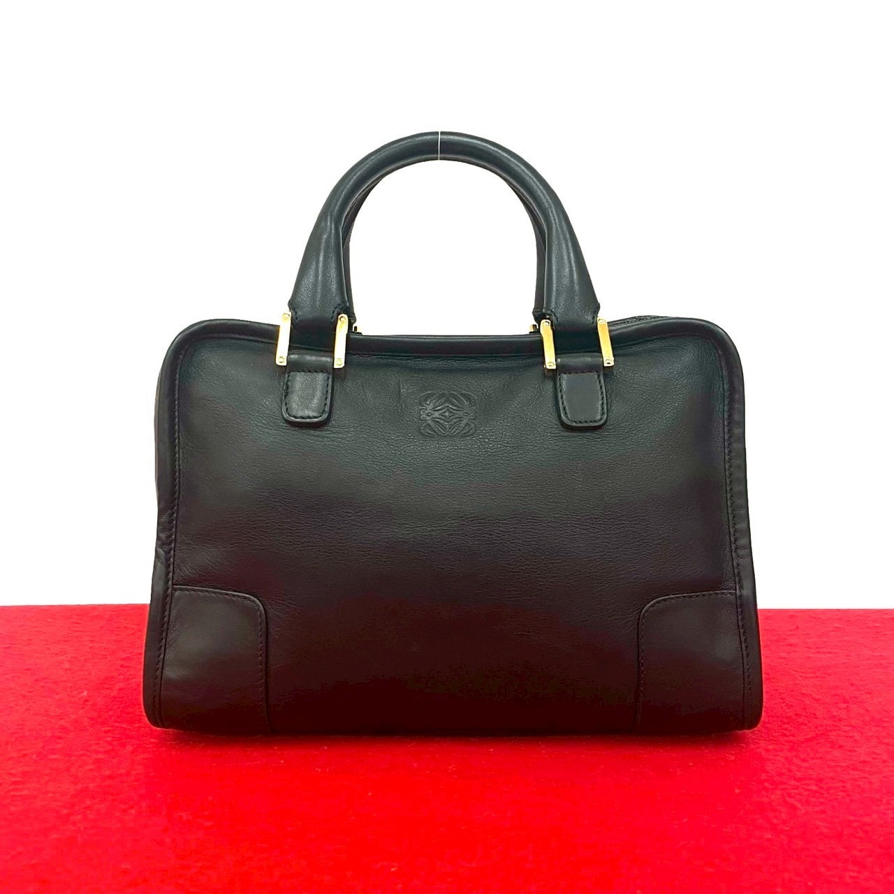 LOEWE ロエベ アマソナ 28 アナグラム ロゴ レザー ハンドバッグ ブラック
 31435