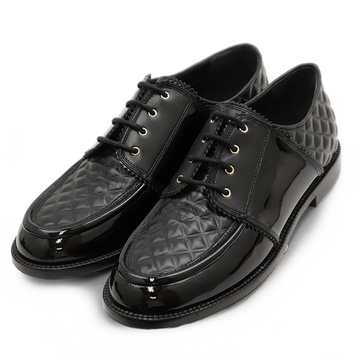 【新品同様】CHANEL シャネル マトラッセ ドレスシューズ サイズ 37 レディース キルティング レースアップ シューズ 靴 袋付属 ブラック 黒 イタリア製