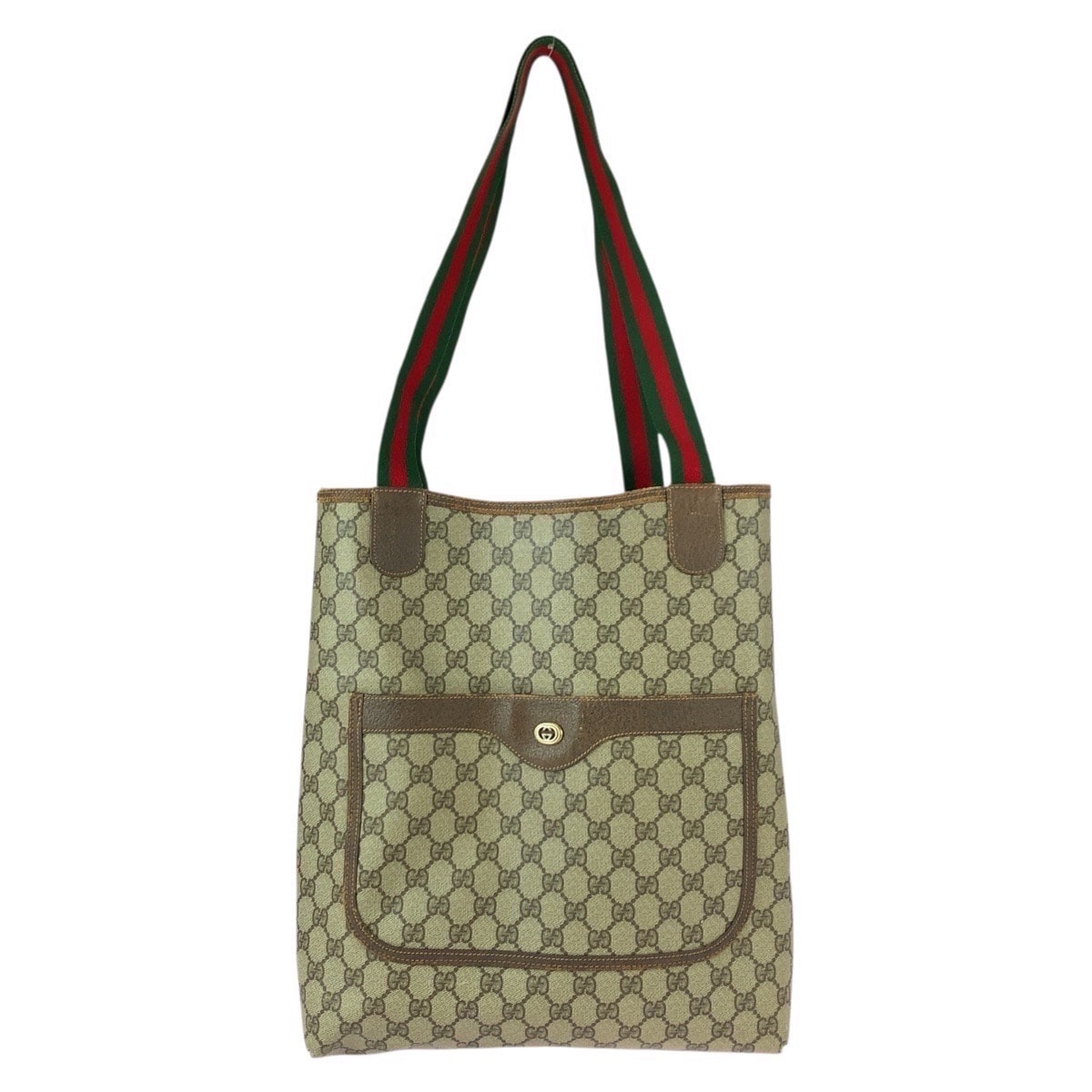 GUCCI グッチ ヴィンテージ オールドグッチ シェリーライン ベージュ ブラウン GGスプリームキャンバス レザー/ トートバッグ ショルダーバッグ 506755 【中古】