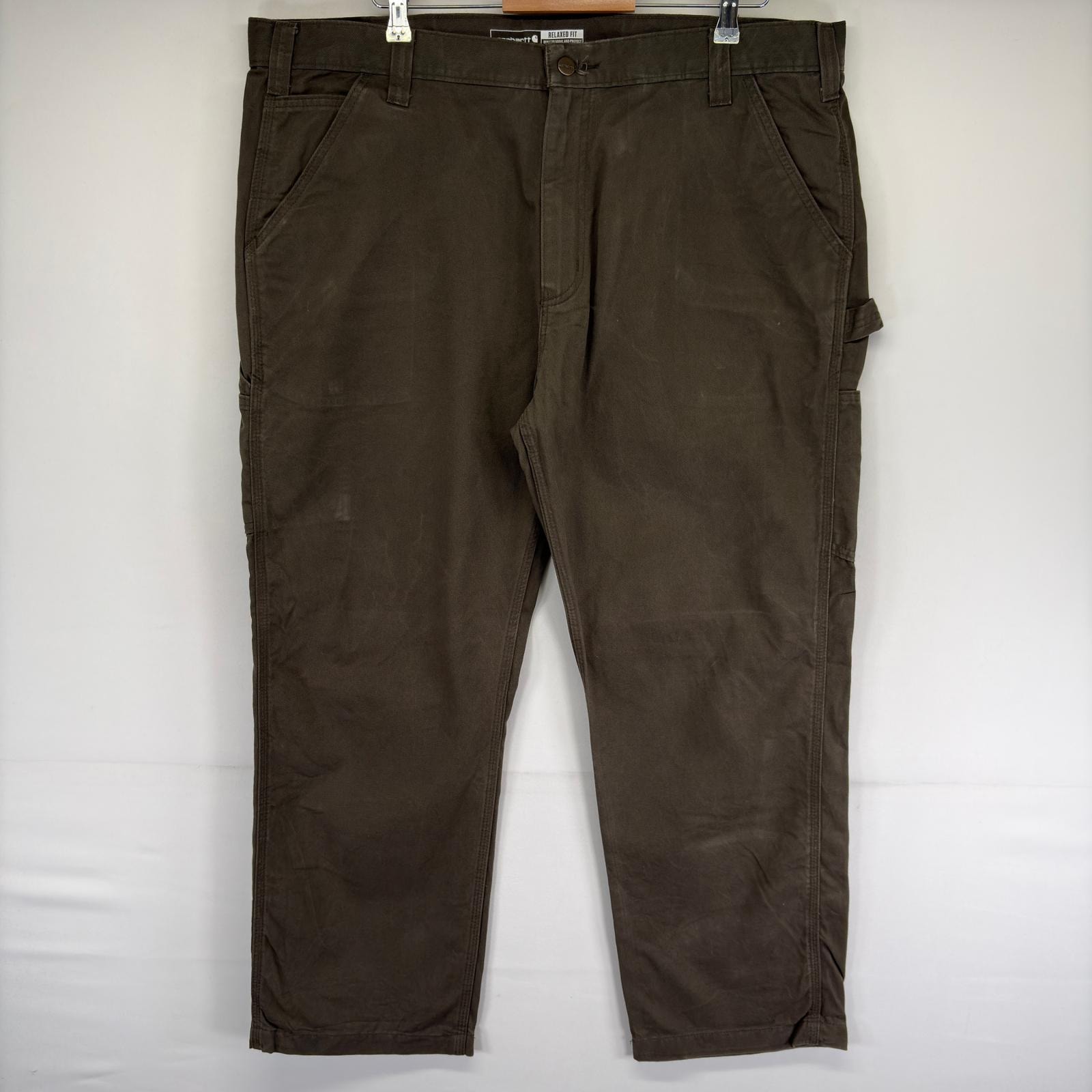 古着 カーハート Carhartt パンツ ハンマーループ ワンポイントロゴ 大きいサイズ ジッパーフライ W42 L30  ブラウン系 メンズ