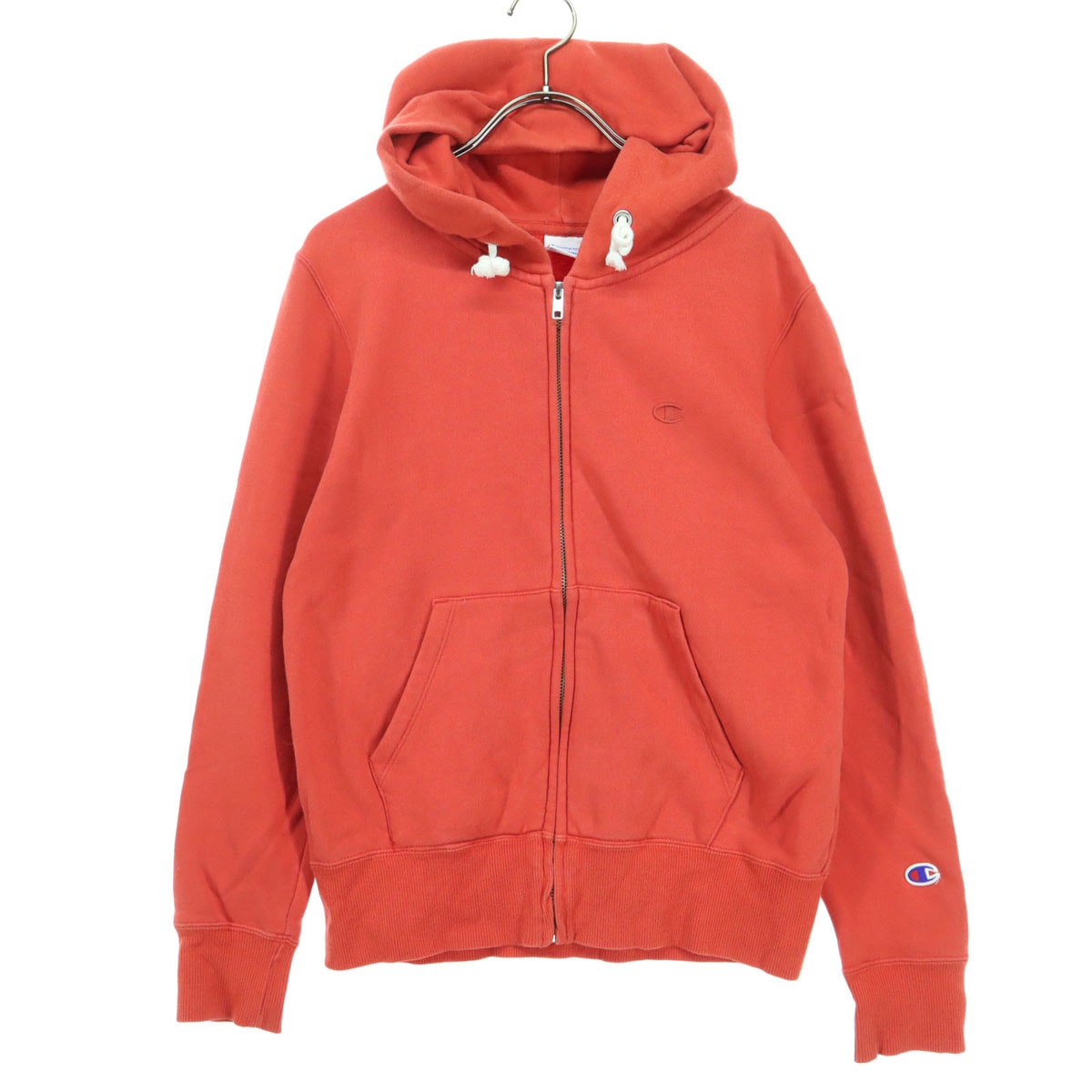 Champion チャンピオン ワンポイントロゴ 長袖 ジップパーカー M レッド