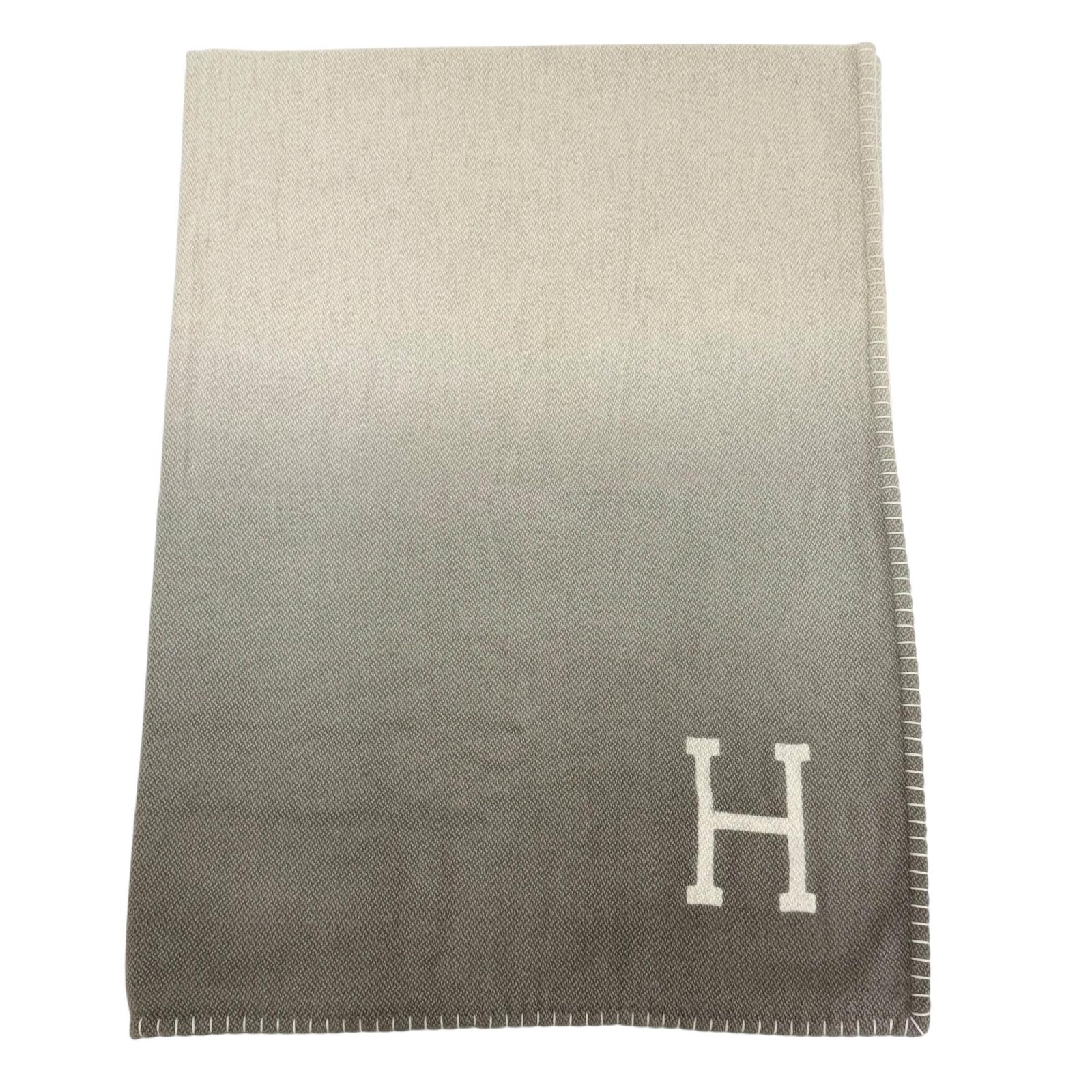 美品 エルメス アヴァロン Hロゴ グラデーション 大判 ブランケット ヤク