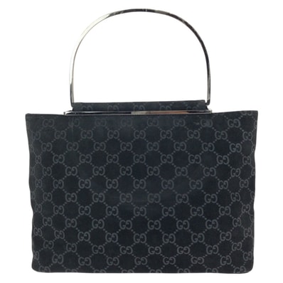 GUCCI グッチ GG柄 ブラック 黒 シルバー金具 スウェード ハンドバッグ トートバッグ 602561 【中古】