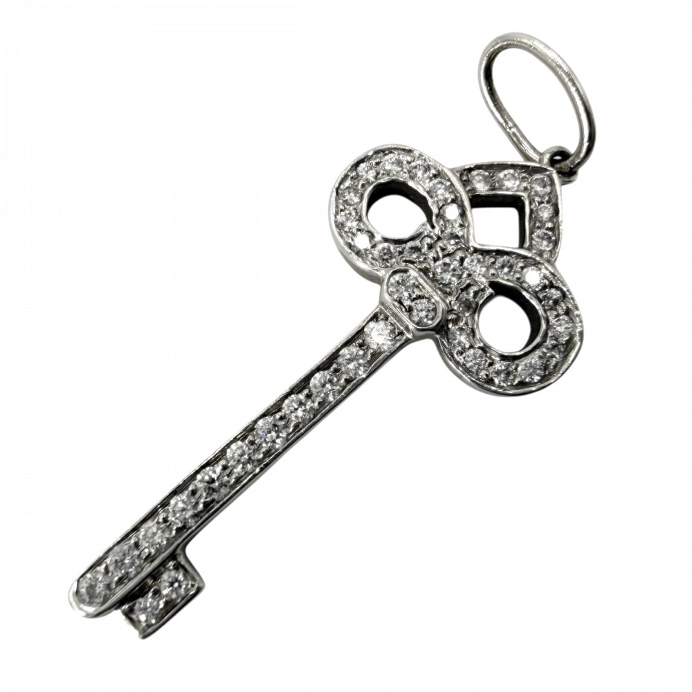 TIFFANY&Co. ティファニー ペンダントトップ フルール ド リスキー キーモチーフ ジュエリー アクセサリー Pt950プラチナ ダイヤモンド レディース 約1.6g【中古品】