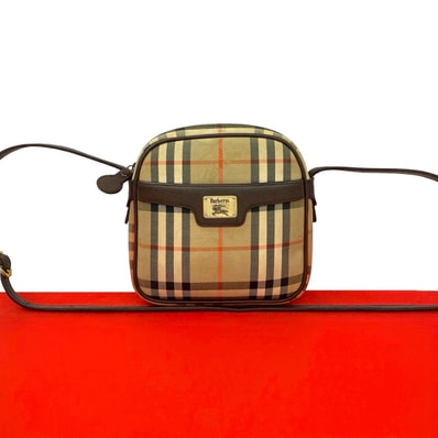 BURBERRY バーバリー ノバチェック 柄 キャンバス レザー ショルダーバッグ ベージュ
23527