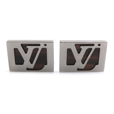 ルイ ヴィトン LOUIS VUITTON カフス メタル/ウッド ガンメタル/ブラウン メンズ【中古】 e61718a