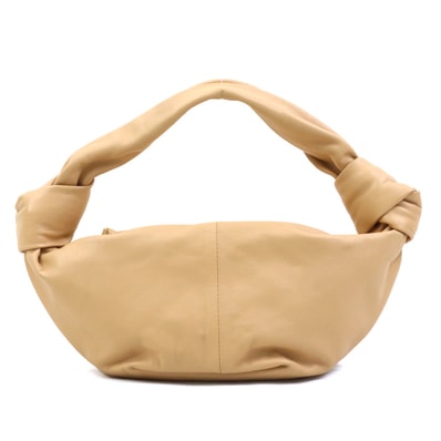 ボッテガヴェネタ BOTTEGAVENETA ハンドバッグ ダブルノット レザー ベージュ ゴールド レディース【中古】 e60656k