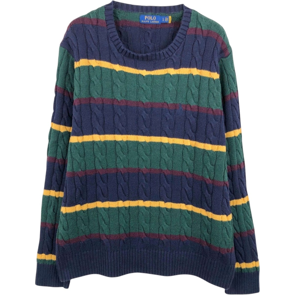 古着 ラルフローレン Ralph Lauren POLO RALPH LAUREN ボーダー柄 コットンニットセーター メンズL相当/eaa682408