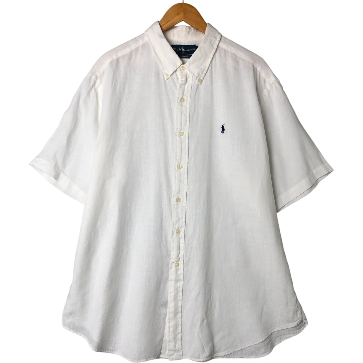 古着 ラルフローレン Ralph Lauren CLASSIC FIT 半袖 リネン ボタンダウンシャツ メンズXXL相当/eaa541912