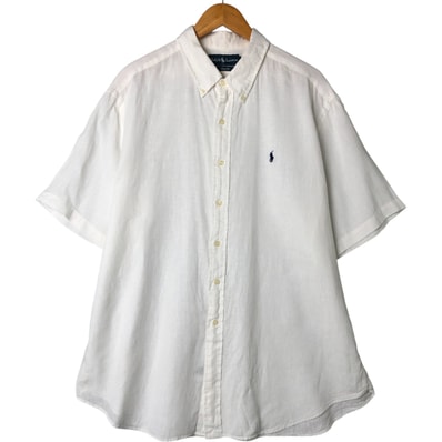 古着 ラルフローレン Ralph Lauren CLASSIC FIT 半袖 リネン ボタンダウンシャツ メンズXXL相当/eaa541912