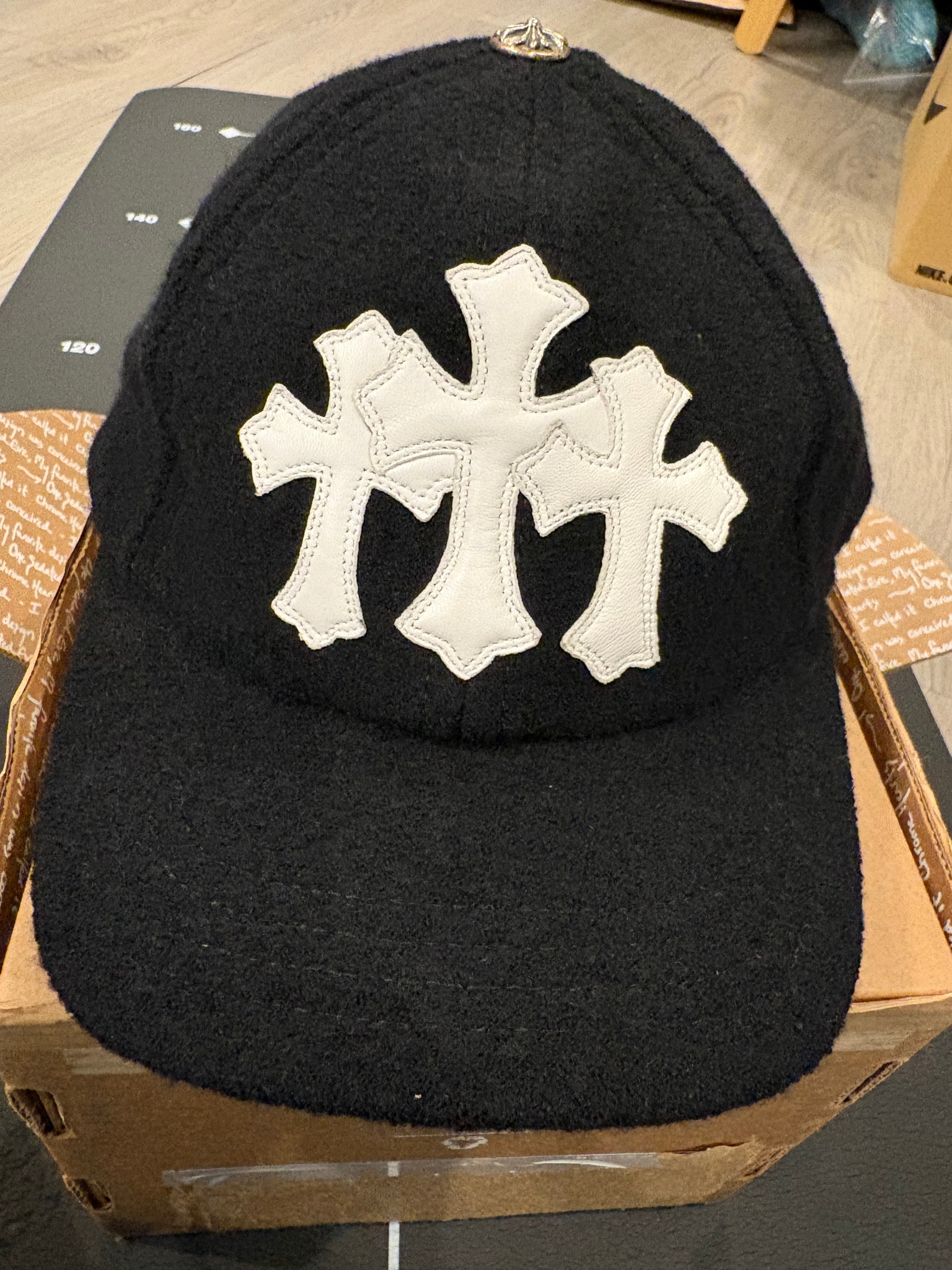 Chrome Hearts Cemetery Cross Baseball Wool Cap "Black/White"