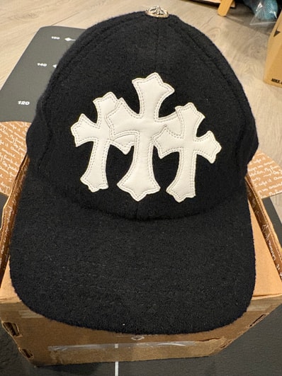 Chrome Hearts Cemetery Cross Baseball Wool Cap "Black/White"