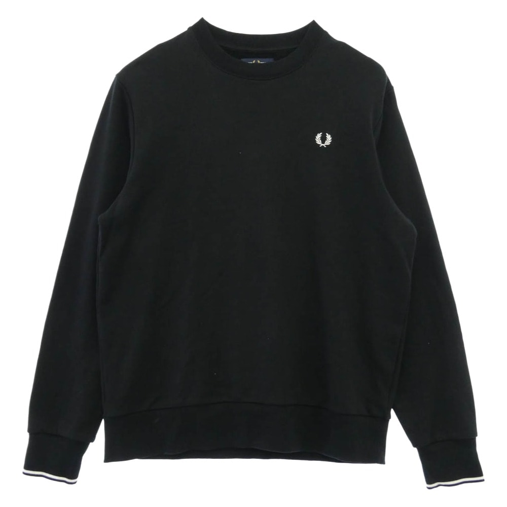 FRED PERRY フレッドペリー 212885 Crew Neck Sweatshirt クルーネック 長袖 ロゴ刺繍 スウェットシャツ ブラック系 XL【中古】
