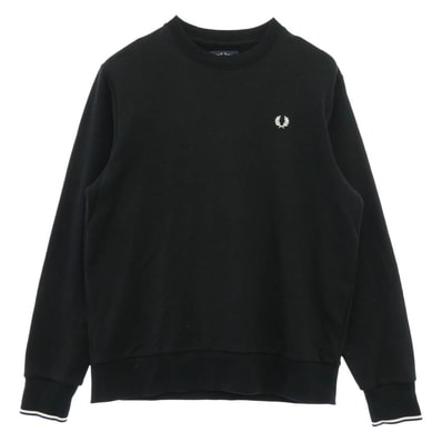 FRED PERRY フレッドペリー 212885 Crew Neck Sweatshirt クルーネック 長袖 ロゴ刺繍 スウェットシャツ ブラック系 XL【中古】