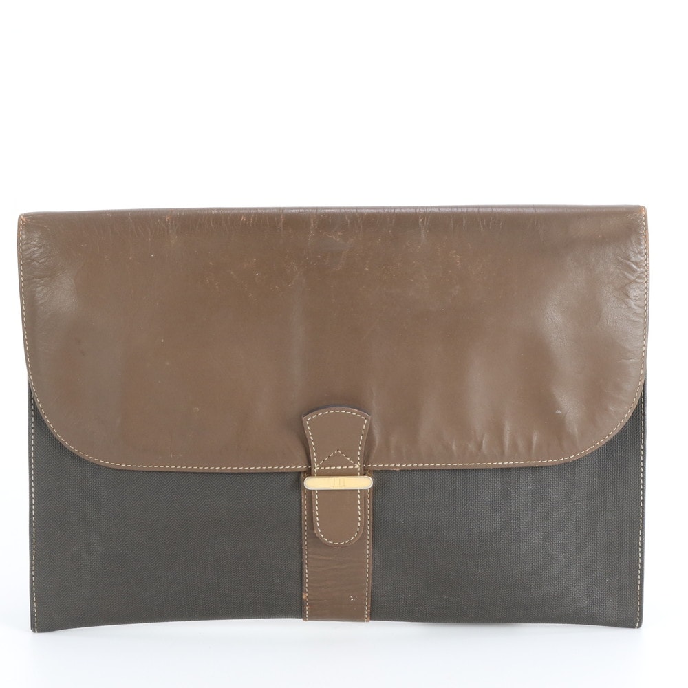 ダンヒル セカンドバッグ レザー×コーティングキャンバス