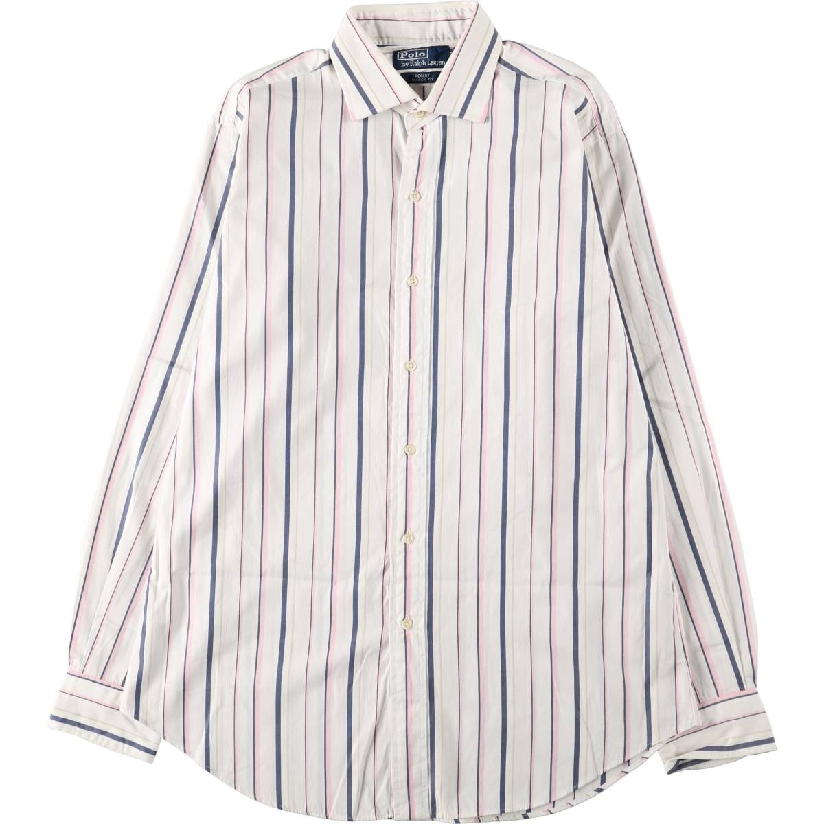 古着 ラルフローレン Ralph Lauren POLO by Ralph Lauren REGENT CLASSIC FIT マルチストライプ 長袖 コットンストライプシャツ メンズL相当/eaa662751