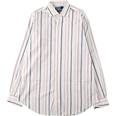 古着 ラルフローレン Ralph Lauren POLO by Ralph Lauren REGENT CLASSIC FIT マルチストライプ 長袖 コットンストライプシャツ メンズL相当/eaa662751