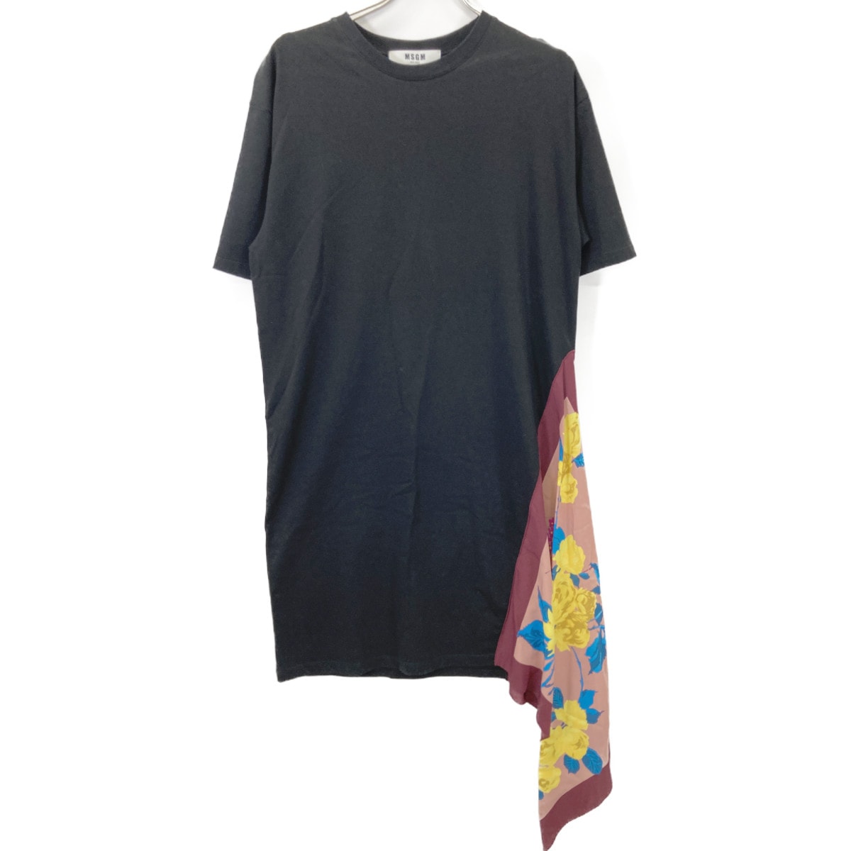 エムエスジーエム ブラック 2541MDA62 スカーフ切り替え ワンピース S