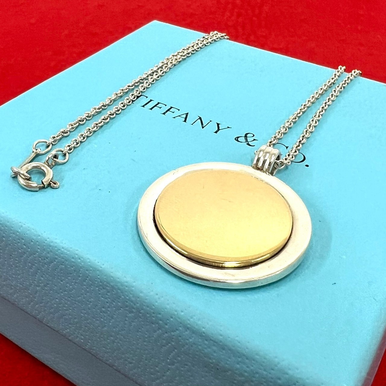 TIFFANY&Co. ティファニー コイン ネックレス シルバー925 K18イエローゴールド ネックレス シルバー
 33822